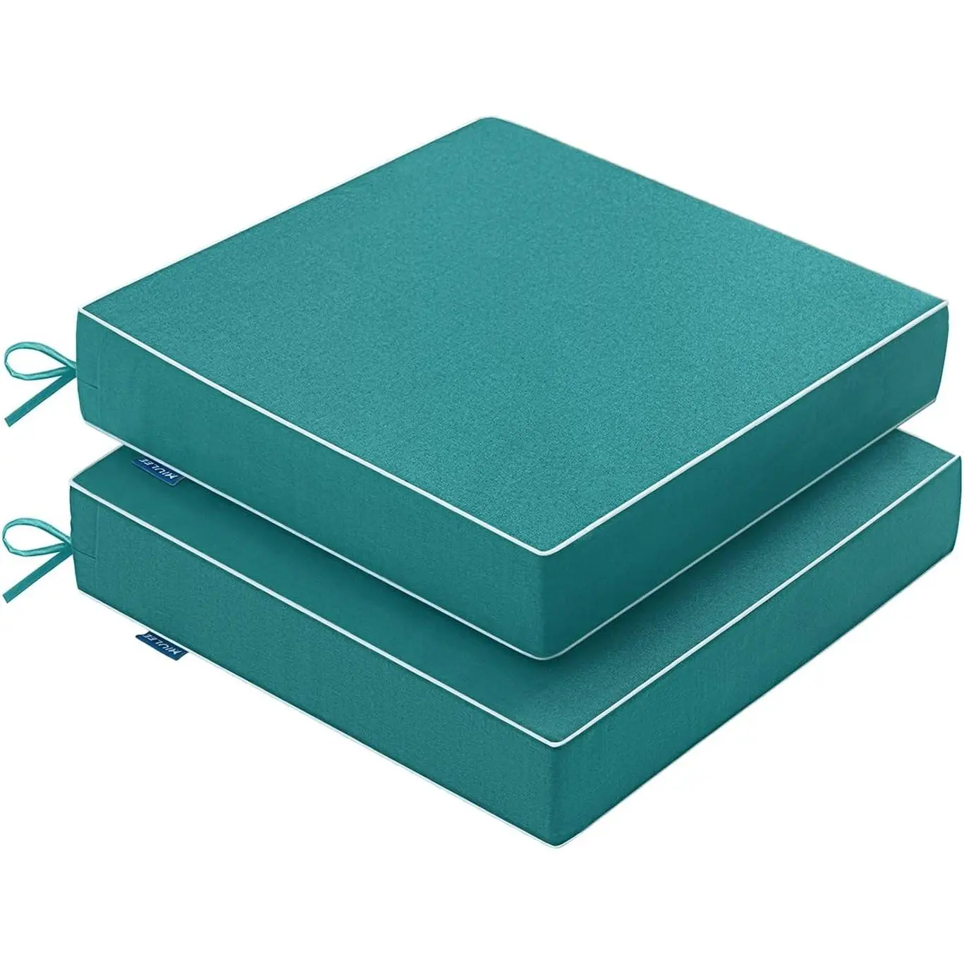 Simple Square Foam Cushion Set of 2, 19x19x3 in Waterproof Outdoor Pads with Tie Fastening, High Firmness High-Density Foam, 3-Year Color Fastness for Couch Sofa Furniture