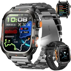 GPS Smart Watch for Men, 2.01 Inch Rugged Military Style Smartwatch with Call Answering, Compass, 10 Days Battery, Heart Rate, Sleep Monitor and 100+ Sport Modes for Outdoor Fitness