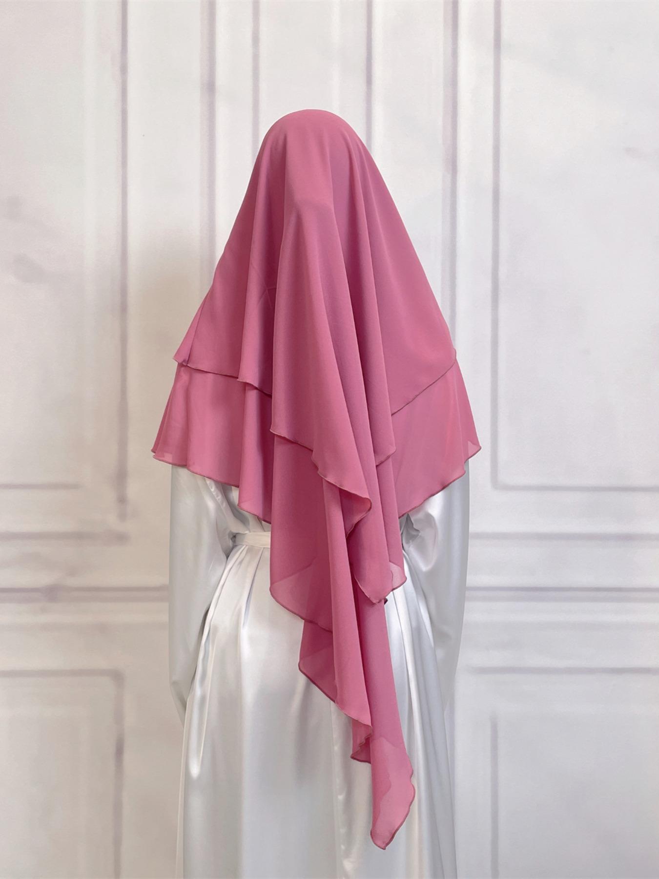 16 Colors Short Chiffon Khimar, Muslim Fashion High-Quality Fabric, Suitable for Adults and Kids, Essential Wear for All Seasons