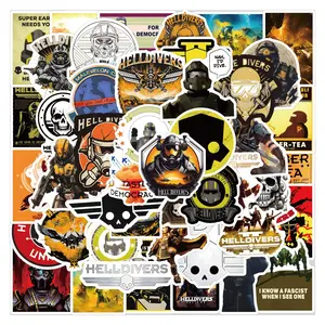 55 Sheets Helldivers Graffiti Stickers, Waterproof Car Luggage Cup Phone Case Decals, Shooting Game Accessories, Durable & Reusable