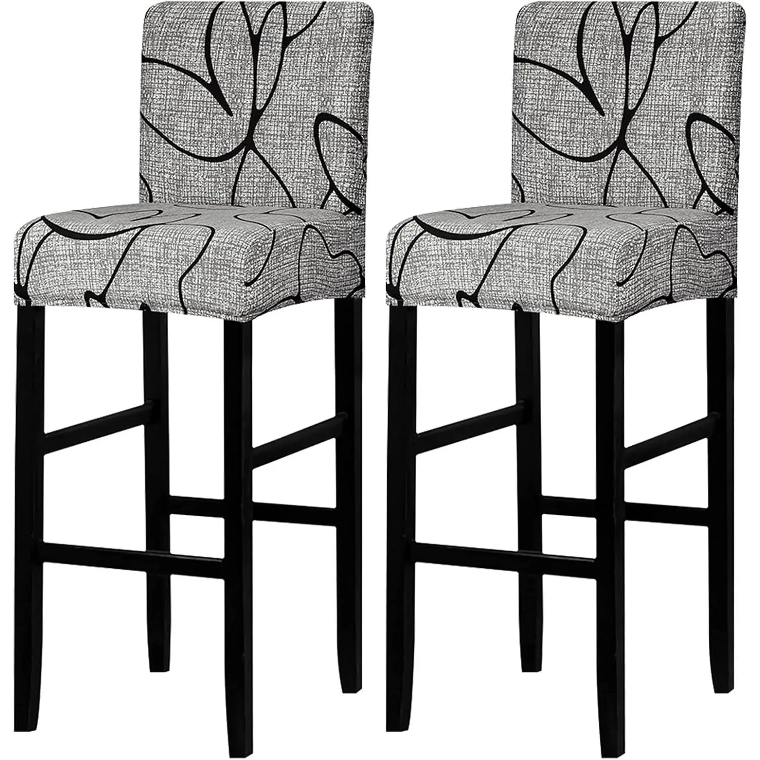 Bar Stool Covers Set of 2, Jacquard Bar Stool Chair Cover Barstool Covers Slipcovers Stretch Bar Stool Covers with Backs Bar Stool Protector Covers for Kitchen Dining Room Counter Island