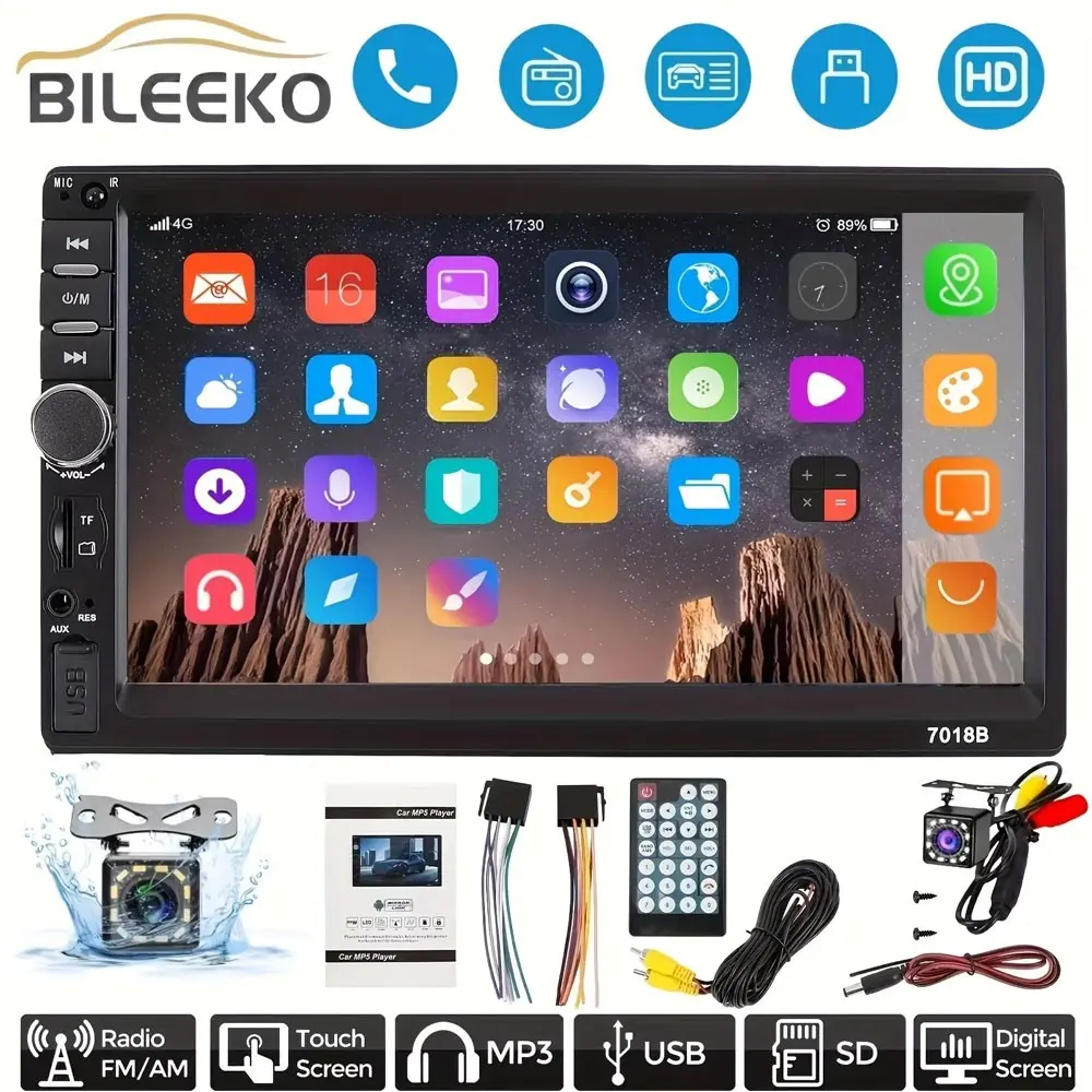 Universal Car Radio Bluetooth-compatible Mp5 Player, Fm Receiver, USB Slot, CD Insert, High-Quality Audio Video Host, Portable Music System