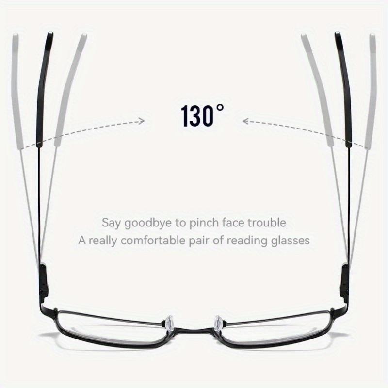 Men's Square Metal Frame Three in One Multifunctional Reading Glasses for Women Long Medium Short Distance Anti Blue Light +1.0 to +4.0 Polycarbonate Lens Unisex Adult Full Rim Flat Top