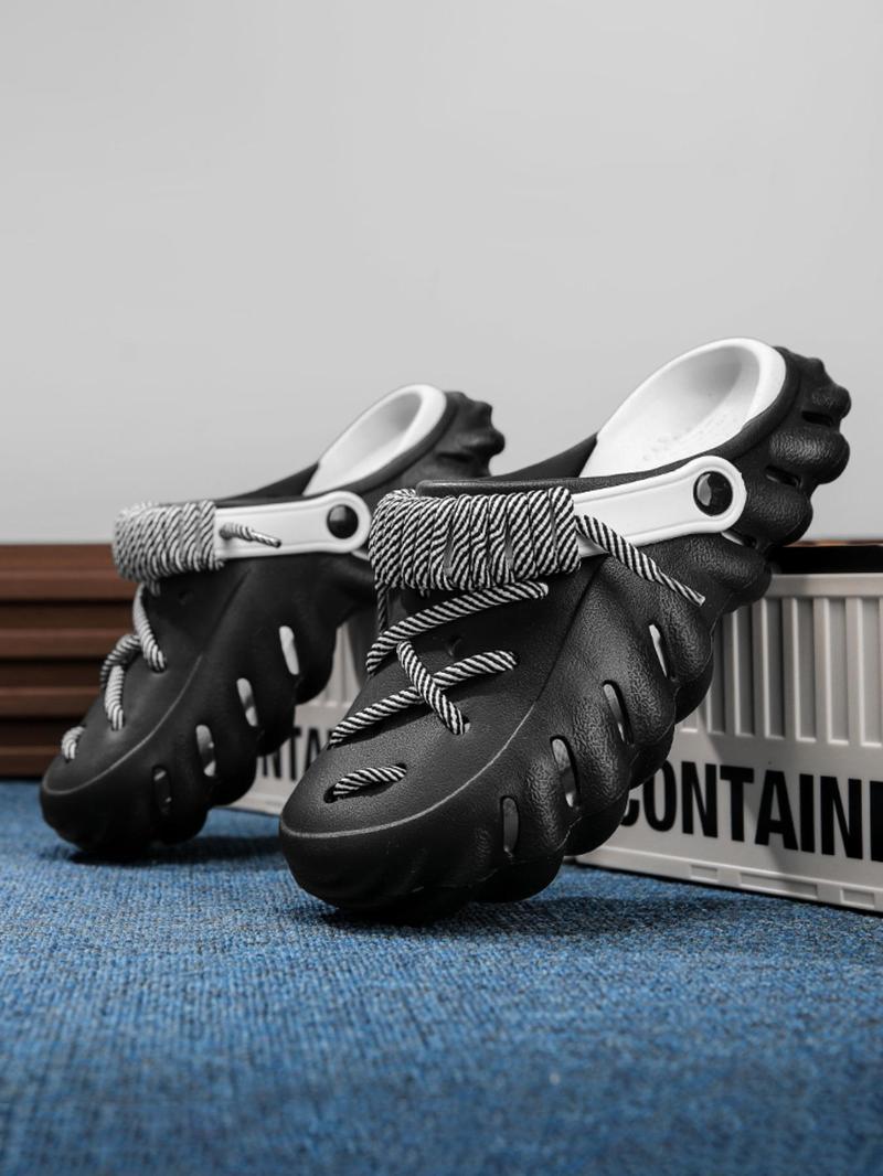 Unisex's Minimalist Casual Lace Up Clogs, Trendy Soft Non-slip Comfortable Clogs, Fashionable Shoes for Indoor & Outdoor Wear