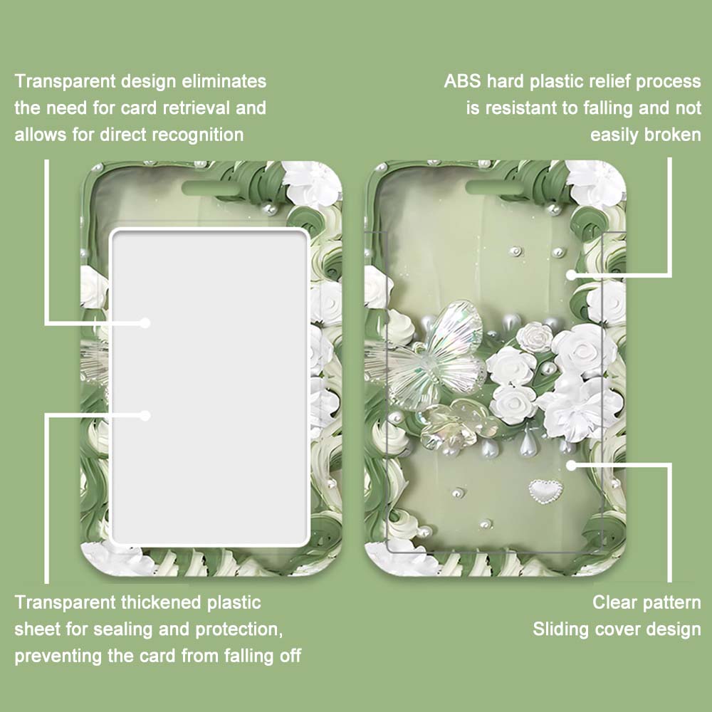 Butterfly & Flower Pattern ID Card Holder, 1 Count Creative Slide Cover Card Protector, Identification Badges & Supplies for Students School Office, Classroom Supplies