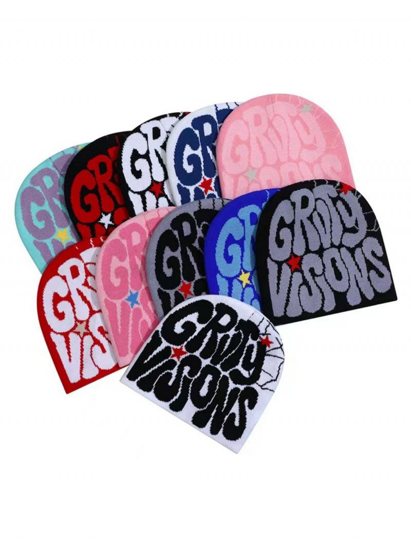 2026 latest spring and autumn best-selling knitted team victory cap, warm and snug fit with letter print, hip-hop street style hat, fashionable crochet design, unisex street fashion adjustable unisex hat