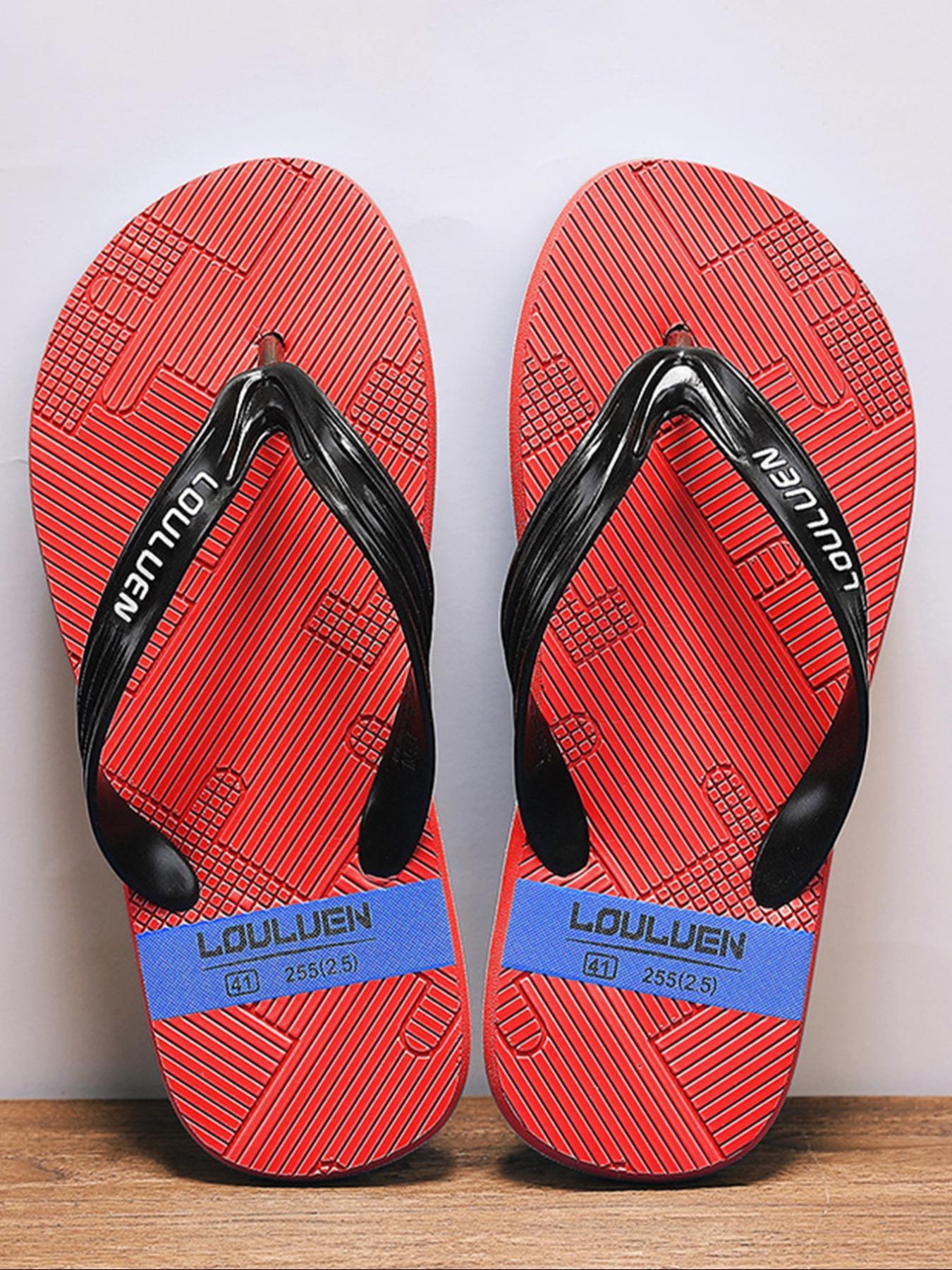 Men's Simple Plain Flip Flops, Casual Comfortable Non-slip Flip Flops for Indoor & Outdoor Wear, Breathable Soft Sole Flip Flops for Beach Footwear