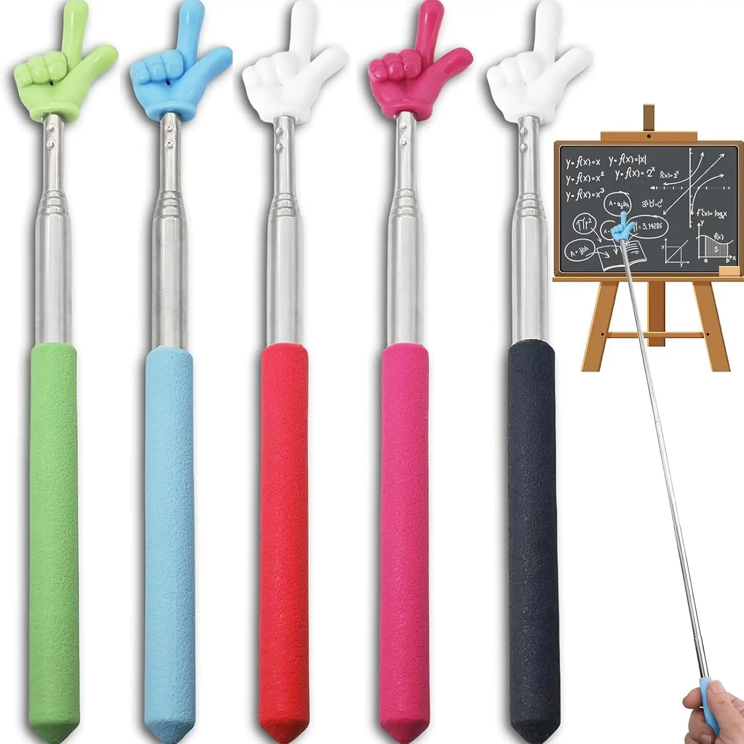 5 count Pointer Finger Stick – Multipurpose Teacher Supplies Pointer Stick,Engaging Colors – Classroom Essentials for Effective Presentations