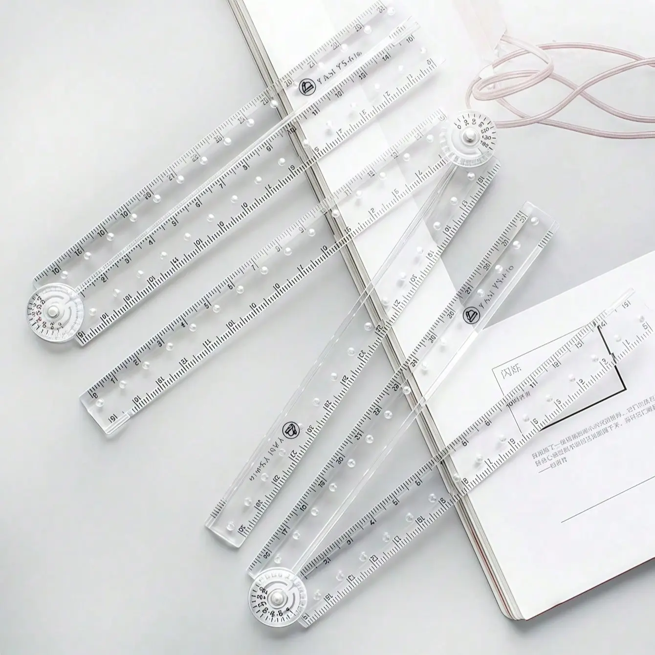 Creative Transparent Acrylic Folding Ruler Ruler Simple Scale Plastic Drawing Ruler