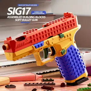 Automatic Shell Ejection Building Blocks Toy Gun, DIY Mechanical Soft Bullet Blaster Model Kit, STEM Construction Puzzle Set with Shooting Action, Cool Birthday Gift for Teens & Adults
