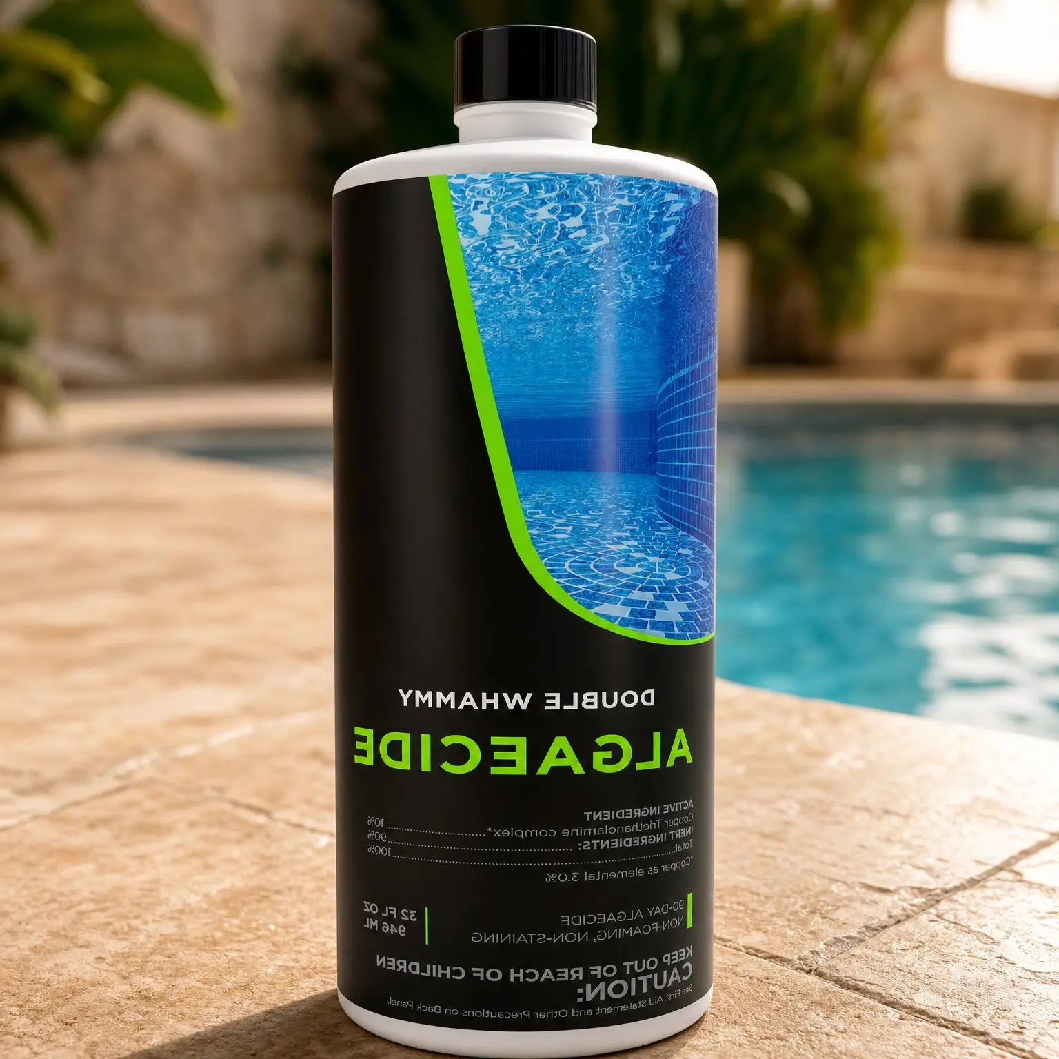 Copper Algaecide for Swimming Pools - 90 Day Formula, 32 oz | Non-Foaming & Non-Staining for Inground/Above Ground Pools | Reduces Chlorine Demand - Made in USAGift