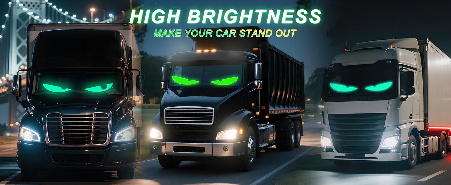 2PCS 23.4"x4.7" LED Eyes for Car Windshield - Devil Eyes Light Strips with Dynamic Patterns, APP/Remote Control, IP68 Waterproof, USB-Powered for Cars/Trucks/RVs/Motorcycles