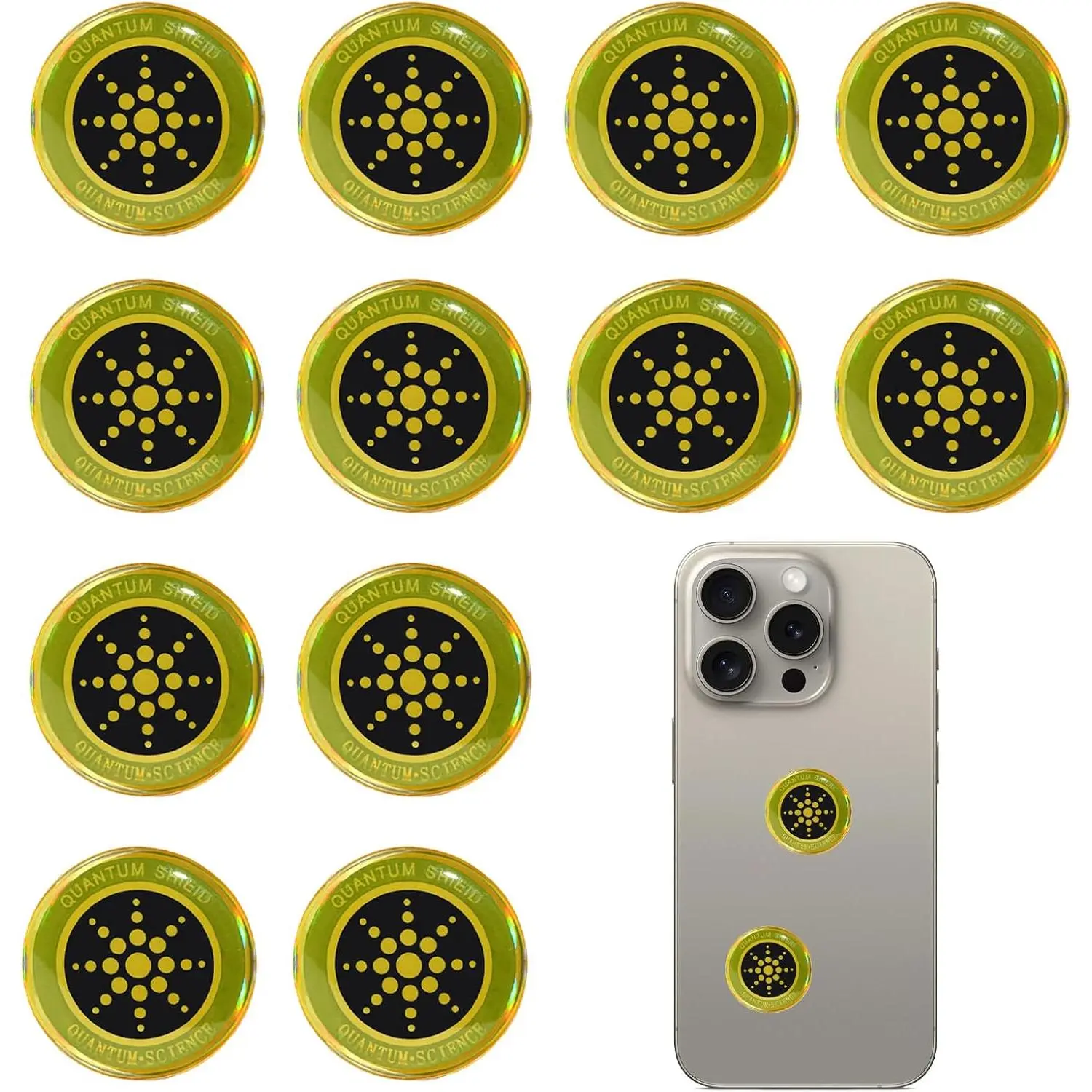12 Pcs Emf Blocker for Cell Phone,Radiation Blocker for Cell Phone,Emf Stickers,A Practical Gift for Tech Lovers for Smart Phones/Tablets/Laptops Electronic Devices Blockers(Gold)