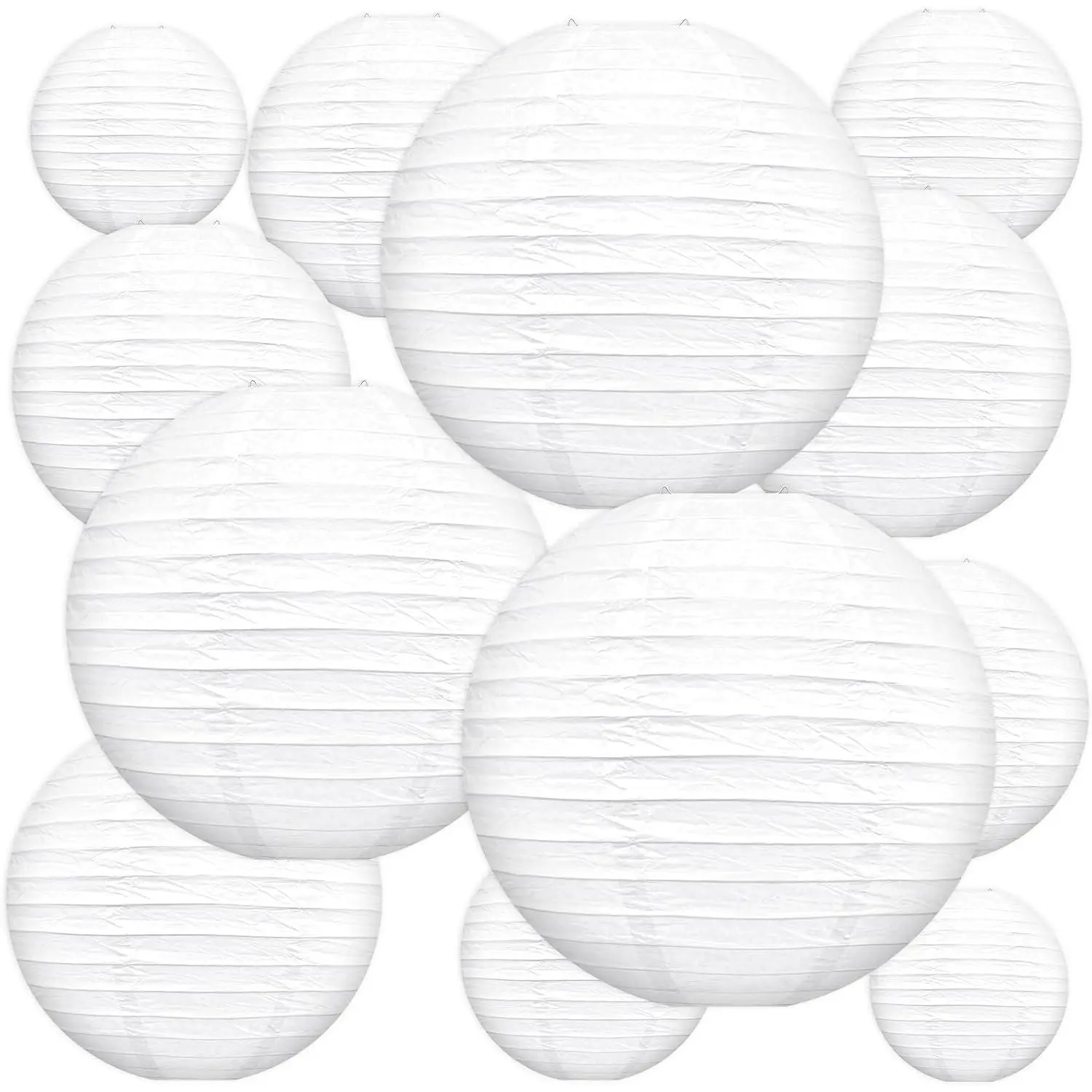 White Paper Lanterns   Round Paper Lanterns Decorative 6" 8” 10” Chinese Lanterns for Birthday Wedding Party Decoration  Showers Valentine Indoor Outdoor 12 count