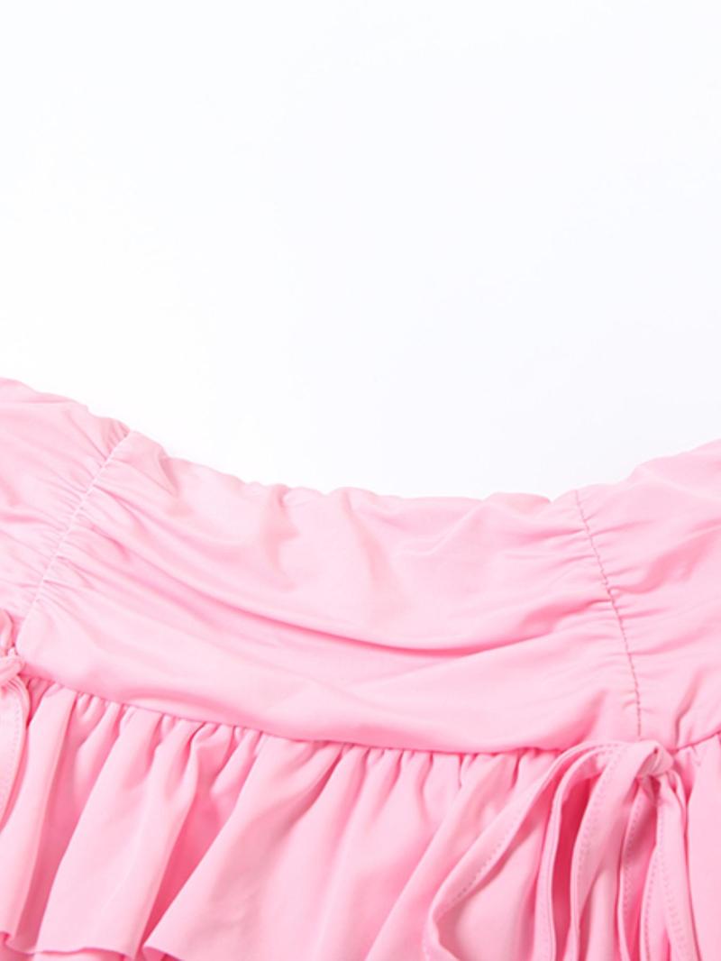 Women's Solid Color Tank Top & Ruffle Trim Skirt Two-piece Set, Sexy Minimalist Fashion Casual Two Piece Set for Party Club Dating Wear, Women Clothes for Summer, Womenswear