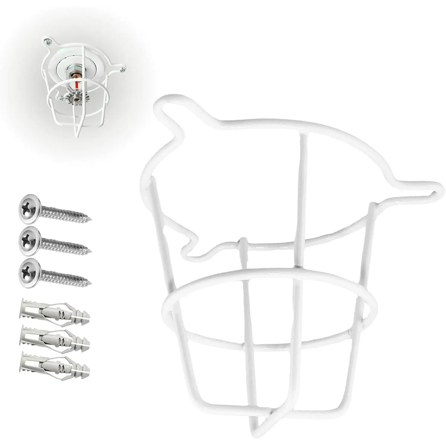 Fire Sprinkler  Guard Cage, Chrome Plated Metal Protector Cover – Fits 1/2" & 3/4" Sprinkler Heads – For Flush Mount, Sidewall & Semi-Recessed Fire Sprinklers - 1 PK