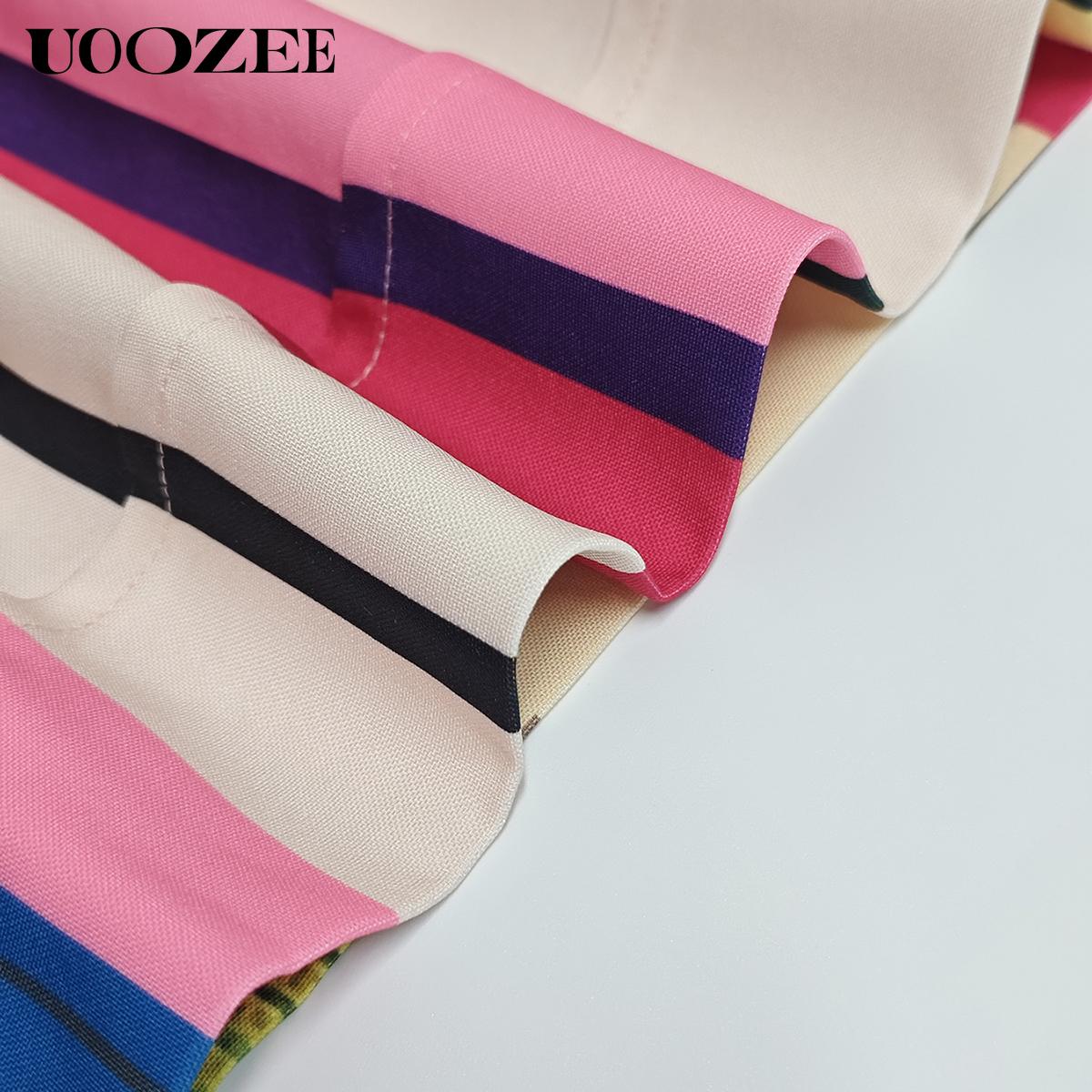 UOOZEE Women's 2026 New Spring Autumn Striped Printed Pockets Wide Leg Pants New Fashion Contrast Color Drawstring High Waisted Loose Streetwear Trousers (Smaller Waist  Fit - Check Size Guide or Order One Size Larger) Boho Casual Bottoms Colorful