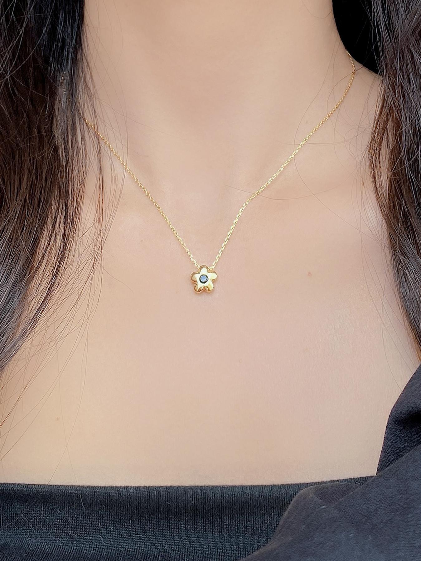 S925 Sterling Silver Daisy Flower Design Pendant Necklace for Women & Girls, Fashion Rhinestone Decor Jewelry for Party, Daily Decor, Trendy All-match & Exquisite Jewelry for Birthday Gift