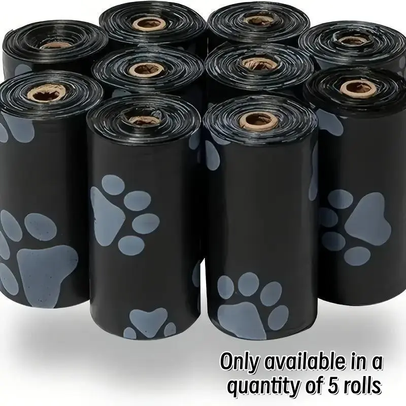 5 Rolls 75 Counts Dog Poop Bag, 5 Rolls/75pcs Leak Proof Dog Poop Bagwith Paw Print Design,Pet Waste Bag,Pet CleaningSupplies for Outdoor Walking Outside