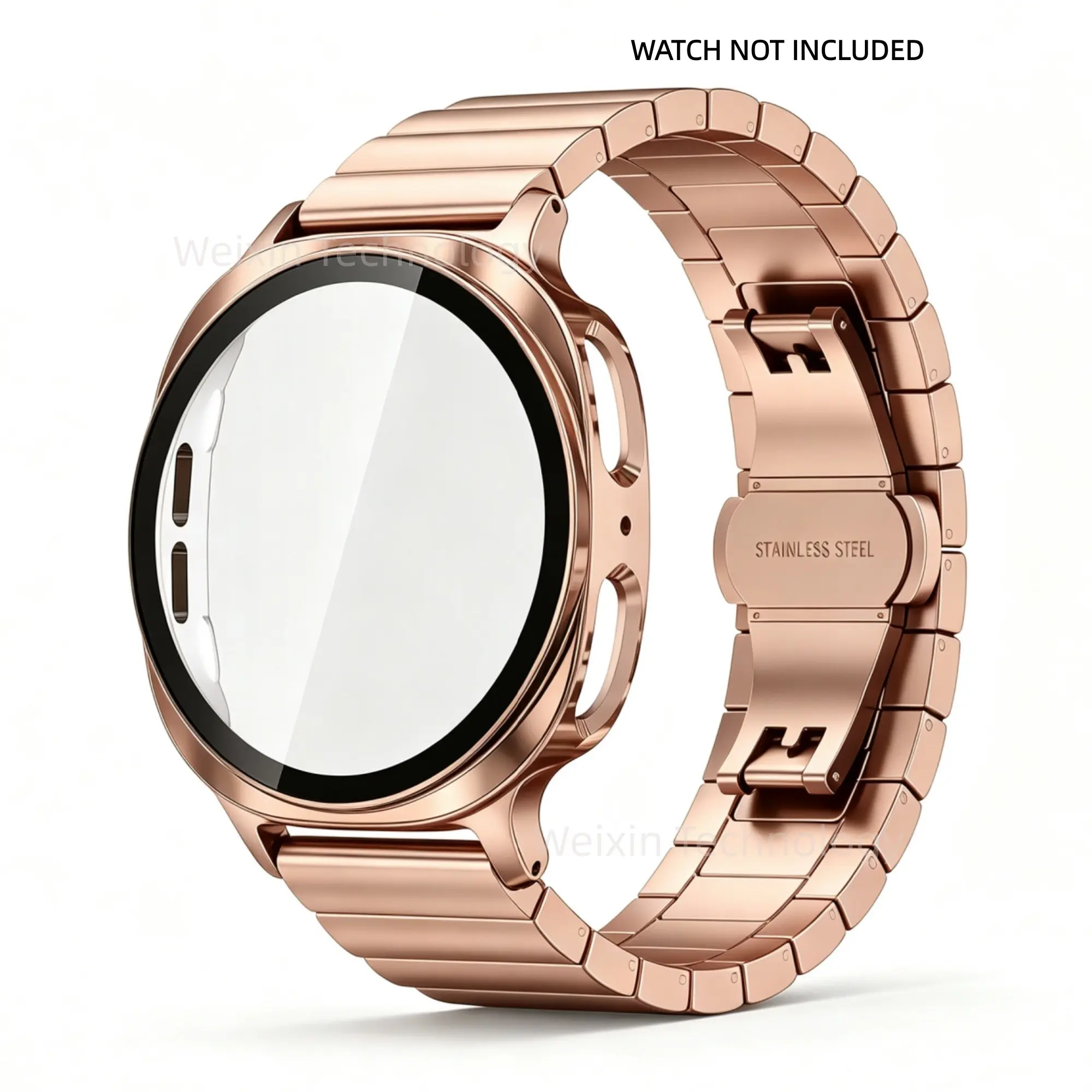 Metal strap suitable for Samsung Galaxy Watch 9 stainless steel strap and case 44mm 40mm | Samsung Watch 8 9 40mm 44mm men's and women's business metal chain strap with hard PC cover and case with film