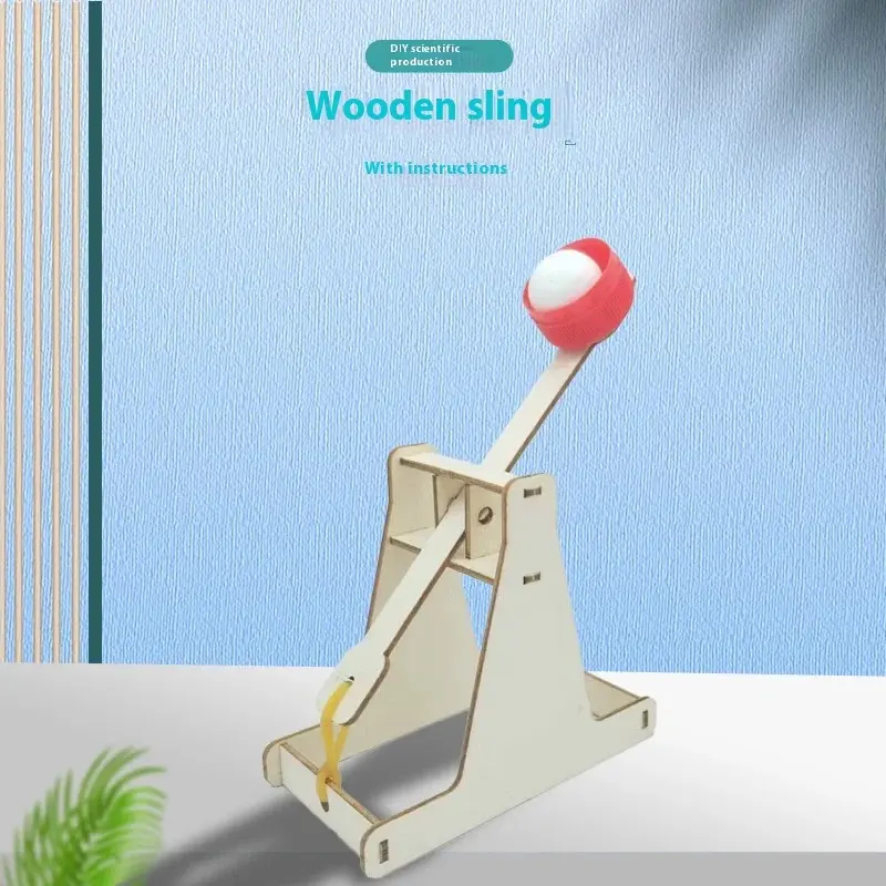 Wooden DIY Assembly Trebuchet Catapult Vehicle Model Kit, Children's Science Toy for Children Development, Hands-and-Brains Scientific Experiment Gift with Detailed Installation Tutorial