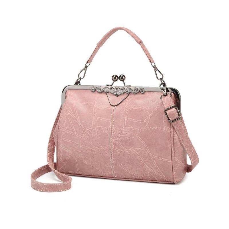 BIGWIG Women's Elegant PU Handbag, Fashion Large Capacity Crossbody Bag 2025, Leather Shoulder Bag, Chic Vintage Kiss Lock Shoulder Bag, Suitable for Work and Daily Use, Can Be Used as a Gift for Your Girlfriend