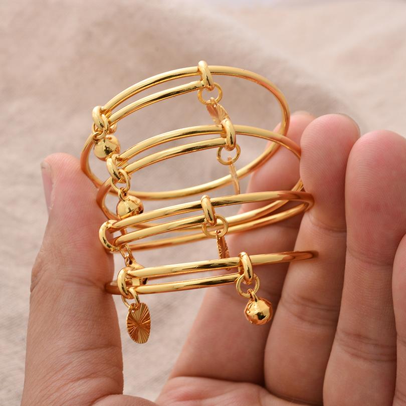 Ethiopian /Arab/African Lucky Bell Baby Kids Children Gold Color Birthday Bangle Bracelet Jewelry Gift