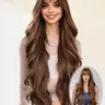 30 Inch Long Curly Wigs for Women, Gorgeous Fluffy Wigs with Bangs, Synthetic Material Wigs, Synthetic Full Machine Wigs for Party, Daily Use, Synthetic Fiber Wig, Curled Wig
