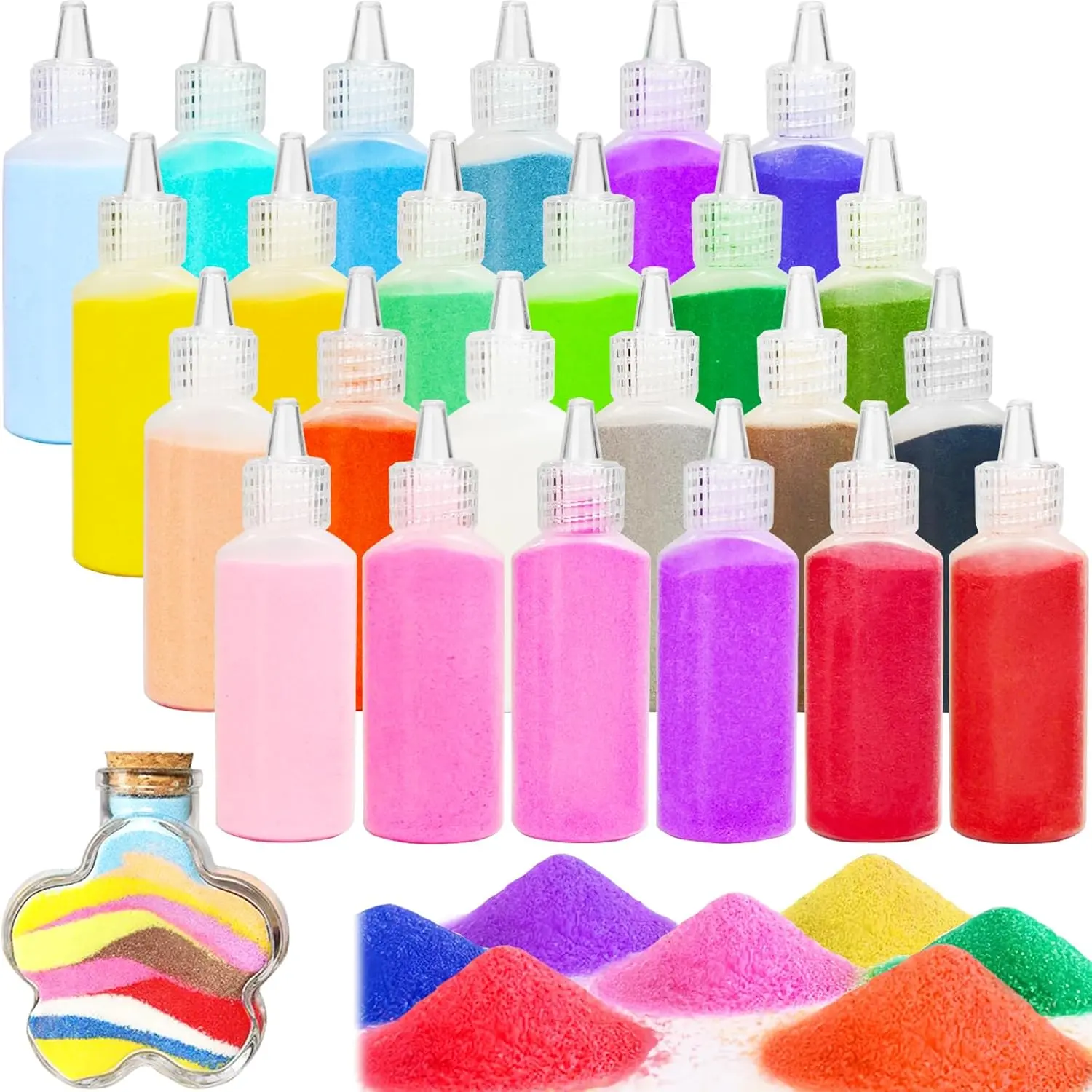 24PCS Colored Art Sand Kit, 1.25oz Bottles DIY Craft Set for Adults, Scenic Terrarium Sand for Art Projects, Home Décor, Wedding Decorations, and Relaxing Creative Activitiesfidget toys