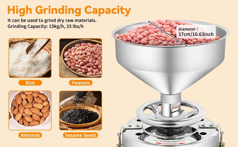 Peanut Butter Maker Machine, 33 Lbs/H Commercial Peanut Butter Machine, Electric Nut Butter Machine Grain Grinder, Peanut Butter Maker Sesame Sauce Grinder for Almonds Sesame 110V 1100W