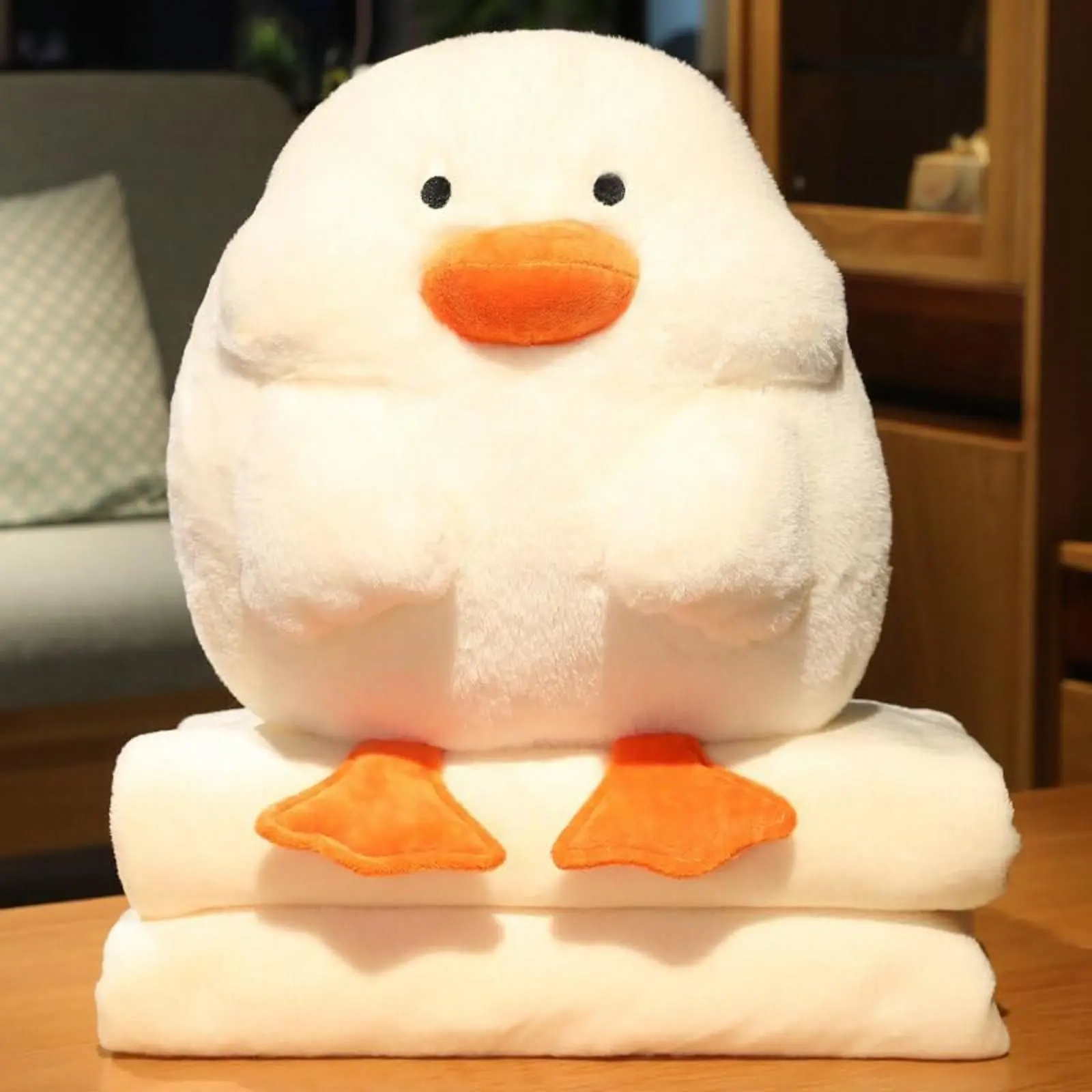 Stuffed Duck Blanket and Pillow Set, 2 in 1 Plush Stuffed Pillow with 39×67in Pillow Blanket, Mashine Washable, Perfect Office Nap Travel Airplane Car Camping, Ideal Birthday Christmas Gift