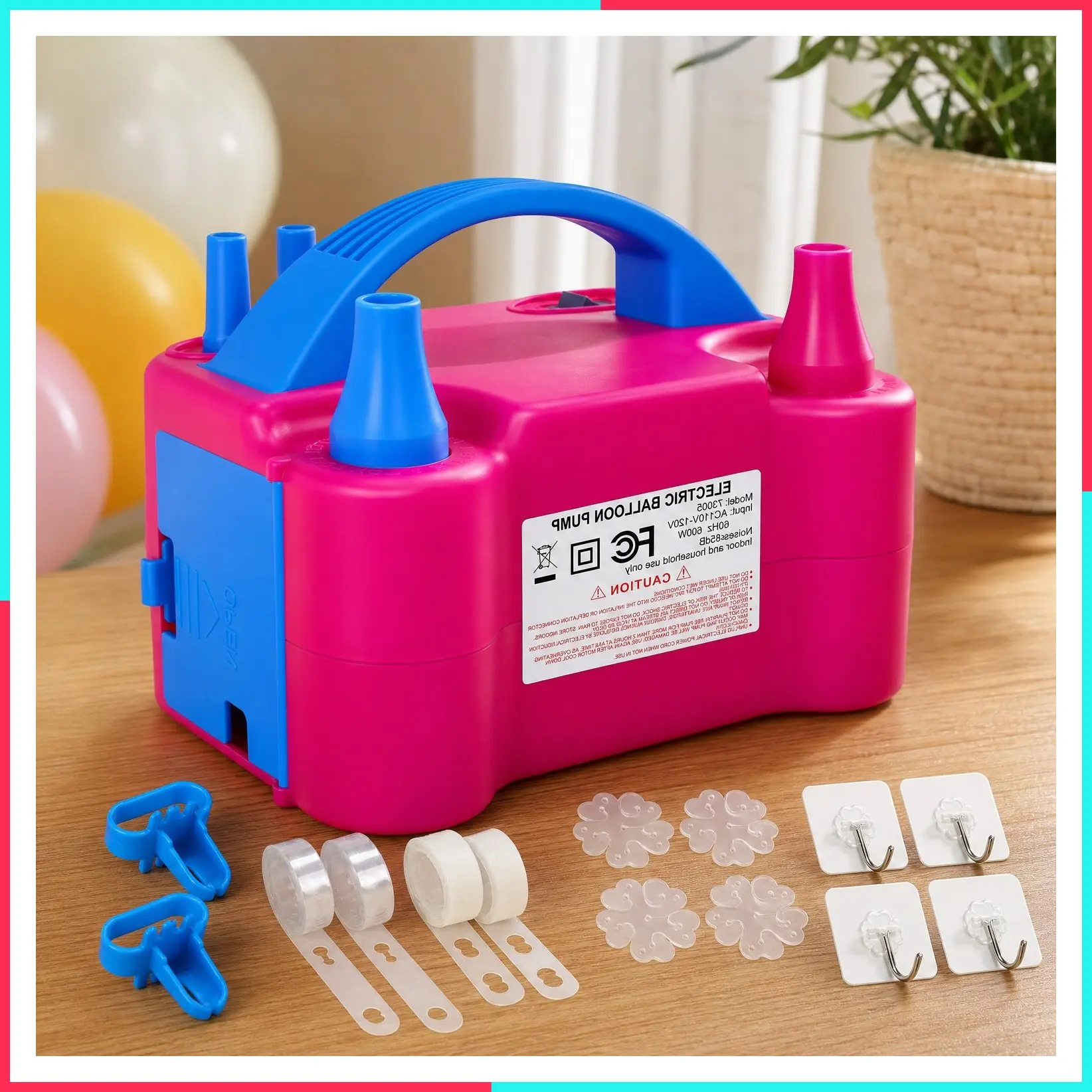 Electric Balloon Pump, Portable 2 Modes Balloon Blower Machine with 14 Balloon Arch Kit for Party Decoration