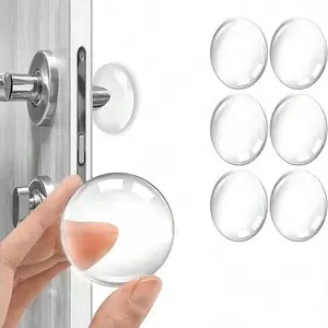 6 Transparent Silicone Door Bumpers, No-Drill Handle Buffer Pads, Silent Furniture Cabinet Collision Guards, Easy Installation, Door Protector