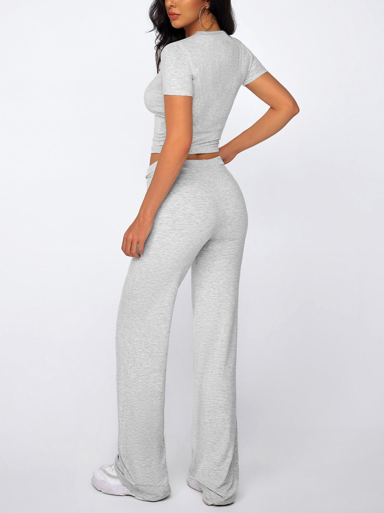 Women's Solid Modal Loungewear Two-Piece Pajama Set, Casual Comfy Soft Round Neck Short Sleeve Tee & Drawstring Pants Set, Ladies Sleepwear for Spring & Fall Women's Solid Modal Loungewear Two-Piece Pajama Set, Casual Comfy Soft Round Neck Short Sleeve Tee & Drawstring Pants Set, Ladies Sleepwear for Spring & Fall