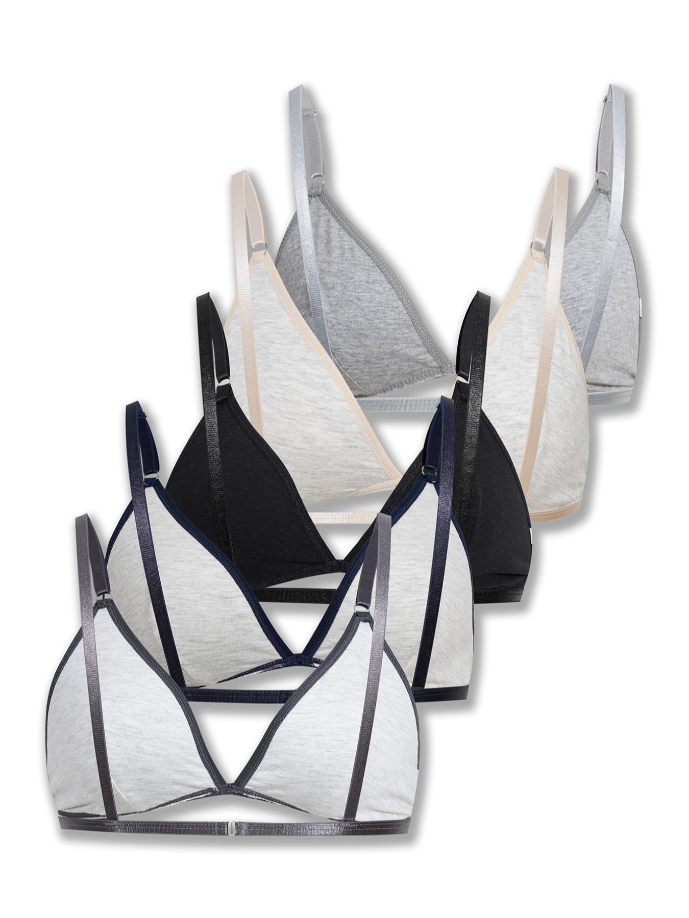 Women's Plain Ribbed Wireless Seamless Triangle Soft Breathable Bra, Adjustable Spaghetti Strap Push Up Fitted Lingerie Top, Soft Comfortable Lingerie for All Seasons