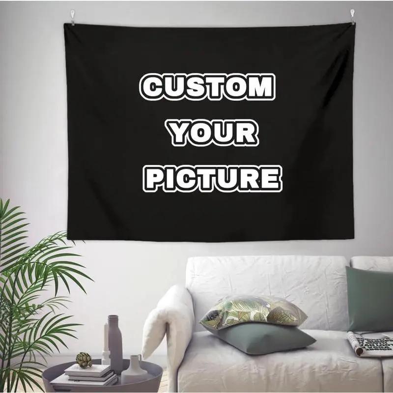 Custom Tapestry Upload Images Banners Personalized Wall Decor Customized Tapestry Flag Poster Banner for Bedroom/Wedding/Birthday Party/Gift Cotton Decorative Decoration Light Linen Print Design Home Goods