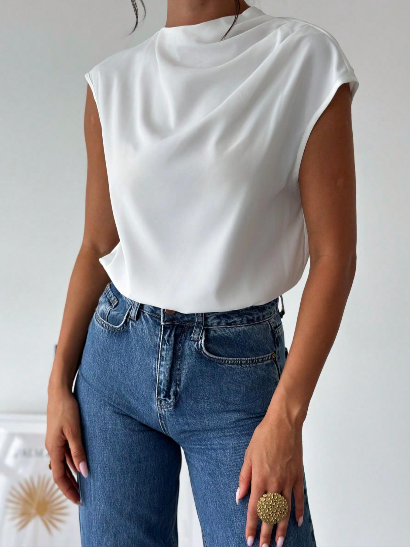 Women's Solid Color Blouse, Formal Basic Elegant Top for Work Office Business, Ladies Clothes for All Seasons, Casual Classy Top