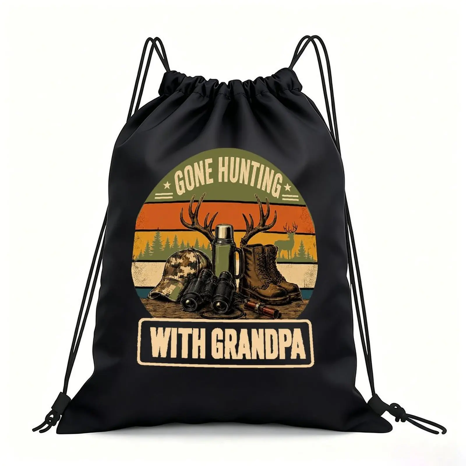 Portable Drawstring Sack Bag with Custom Graphic Print, Waterproof Polyester String Backpack for Gym Workout Swimming Hiking
