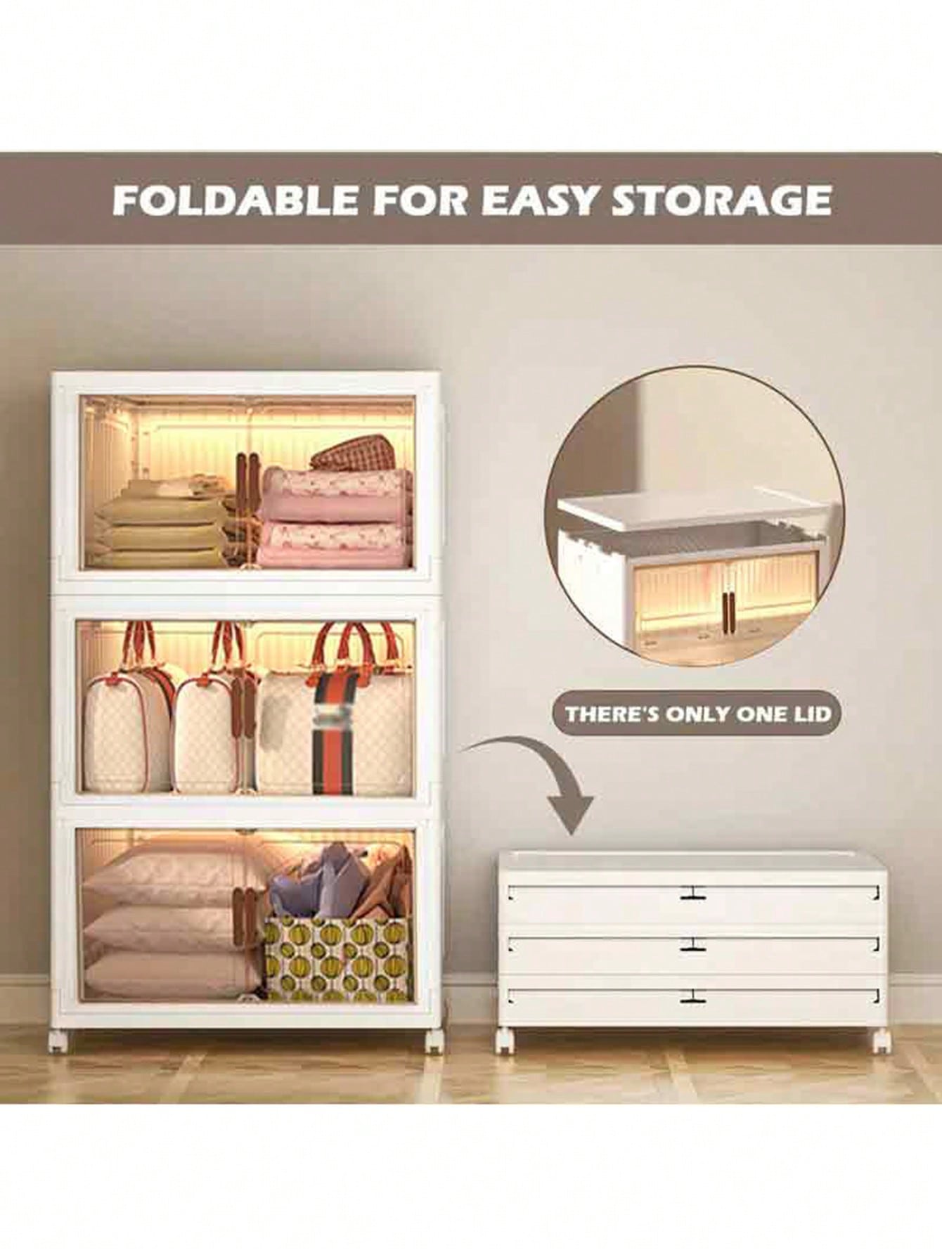 4layers  Plastic Storage Box Organizer, Stackable Storage Box, Covered Storage Box, Storage Container Organizer