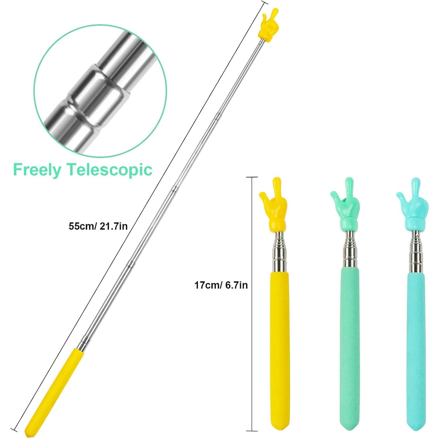 Retractable Finger Pointer Stick for Classroom: Extendable Telescopic Presentation Teacher Pointer Stick for Classroom Whiteboard Pointer (3 Pack)
