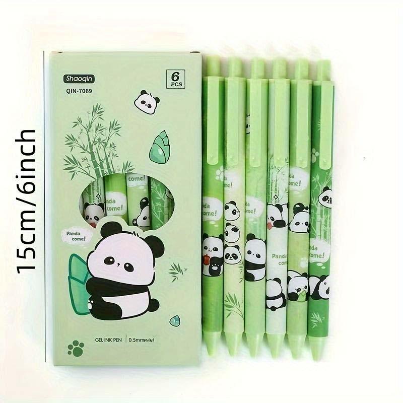 Cute Panda Pattern  Pen, 6 Counts Durable Lovely Smooth  Pen with Clip, Writing Pens, Office Stationery & Supplies for Home School Dormitory