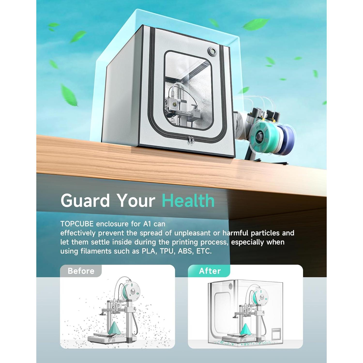 3D Printer Enclosure for Bambu Lab A1, Large Size Enclosure with LED Light, Fireproof   Noise Reduction Constant Temperature 3D Printer Cover, 550x600x670MM