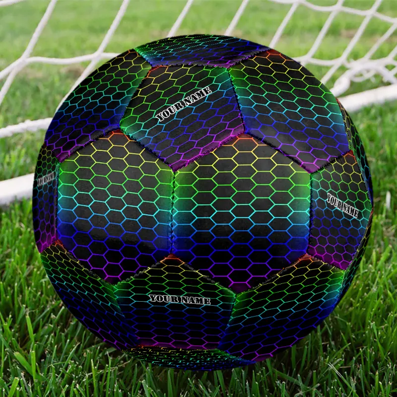 Custom Name Soccer Ball, Size 5 Durable PVC with Rainbow Honeycomb Pattern, Non-Slip for Everyday Games & Fitness, Ages 14+, Mixed, 14 Years+, Honey Comb, Football