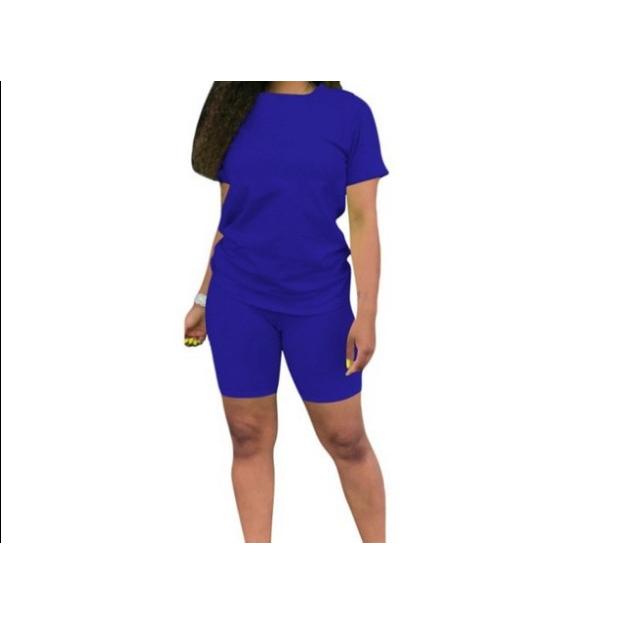 Biker Short Sets Women 2 Piece Outfits Summer Short Sleeve Jogger Tracksuit Large size loose sportswear two-piece suit