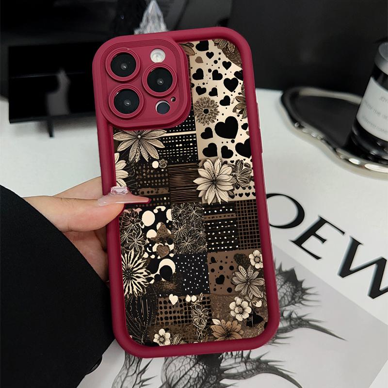 Case for iPhone 16 Pro Max 15 Plus 16E 14 13 12 11 XS XR Floral Patchwork Advanced fashion gift Pocket-Friendly Shockproof Silicone Protective Softcase