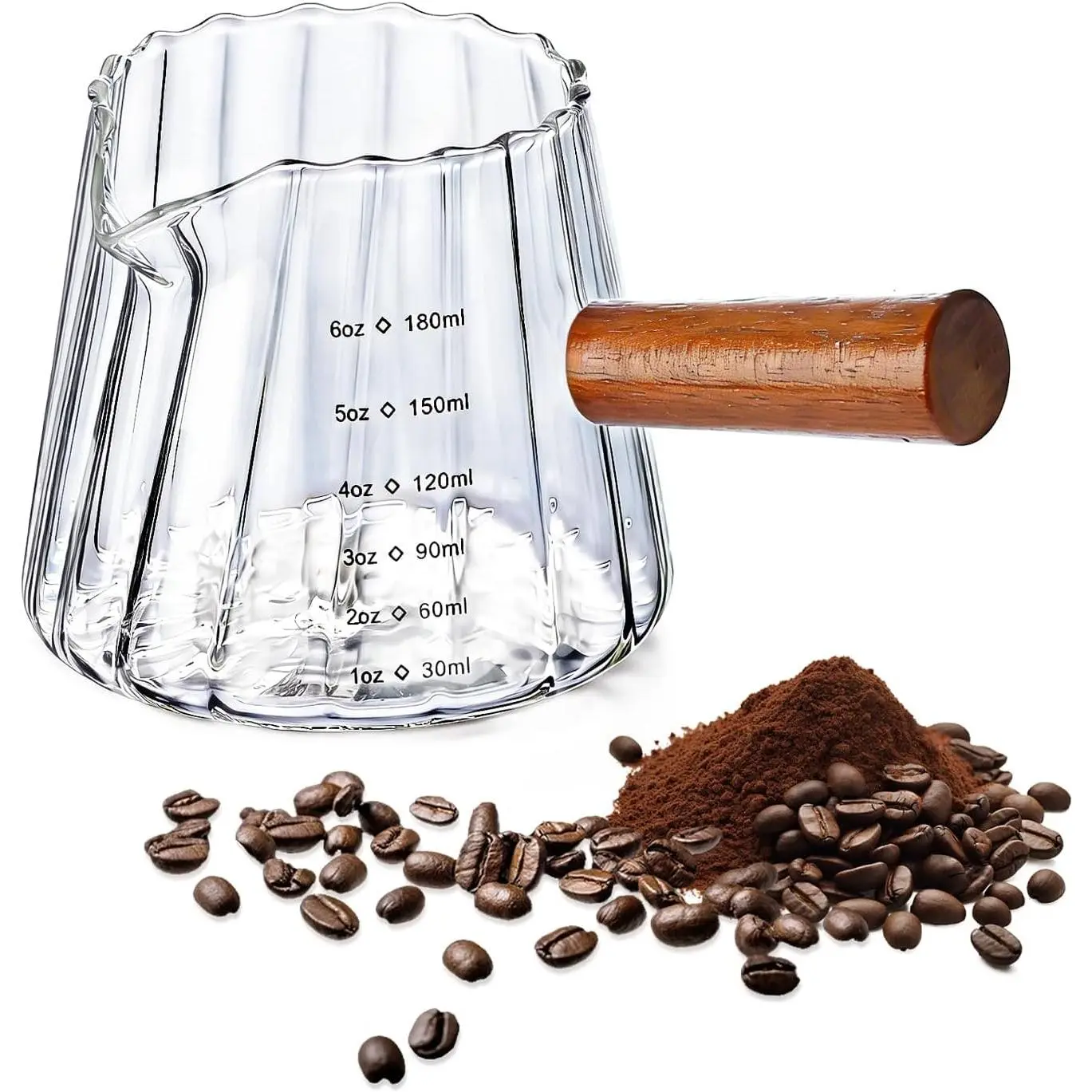 Espresso Measuring Cup, 6 Oz Espresso Shot Glass with ML Scale | Espresso Cups with V-Shaped Spout &  Handle, Heat-resistant Borosilicate Glass Pitcher for Coffee, Milk & Syrup