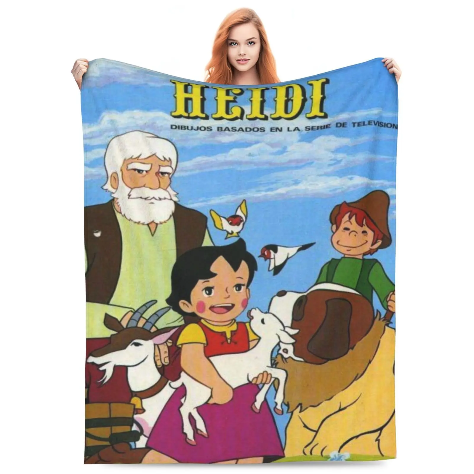 Heidi cartoon print blanket - soft, lightweight and comfortable for bed, sofa, camping, travel - universal use all year round with modern style