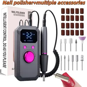 Electric Nail Drill Set Nail Grinding Tool Rechargeable USB, 32 Speed Adjustable, Portable Pedicure & Manicure Tools, Includes Files & Pusher Rods, Home Salon Use, Nail Care Tool
