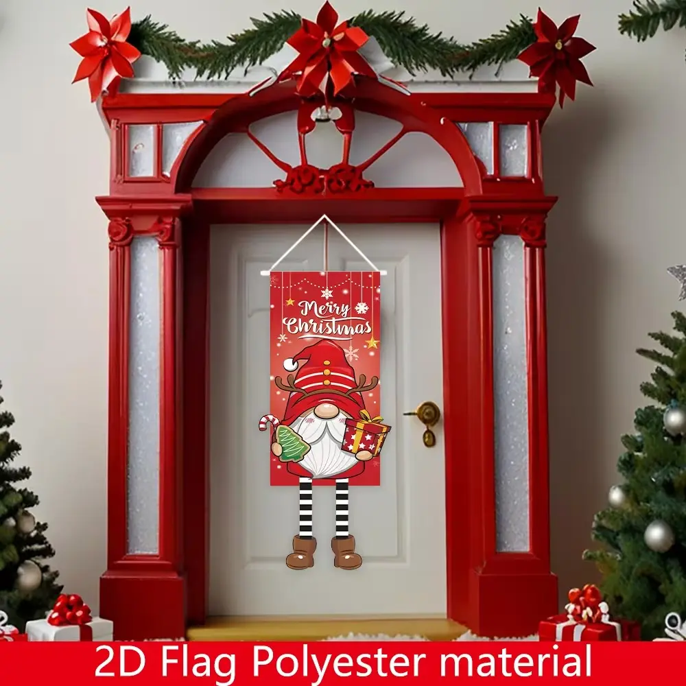 Christmas Joy Hanging Flag, Santa Claus Hanging Decoration, Christmas Background Banner, Door Curtain Flag, Outdoor Photo Props, Home Decor