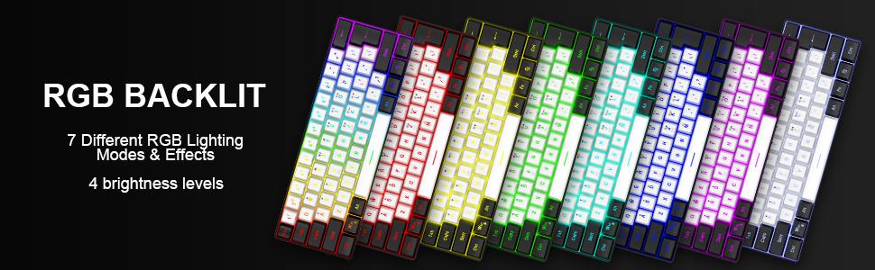 60% Gaming Keyboard and Mouse Combo, Ultra-Compact 61-Key RGB Backlit Mini Keyboard, Lightweight 7200 DPI Honeycomb Optical Mouse, RGB Wired Gaming Set for PC PS5 Xbox Gamer(White-Black)